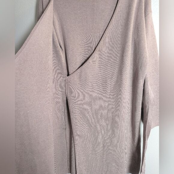 Cozy Co. Light Mauve Pink Stretch Sweater Knit Wrap Dress Duster Womens L - Picture 5 of 6